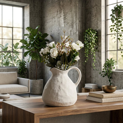 Keramische Pitcher‑Vaas met Matte Structuur voor Moderne Interieuraccenten