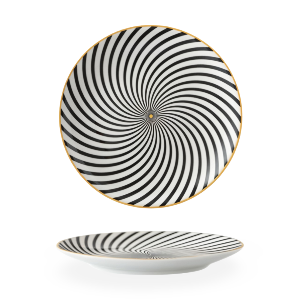 Porseleinen Dinerbord Met Geometrisch Ontwerp Voor Een Moderne Tafelsetting