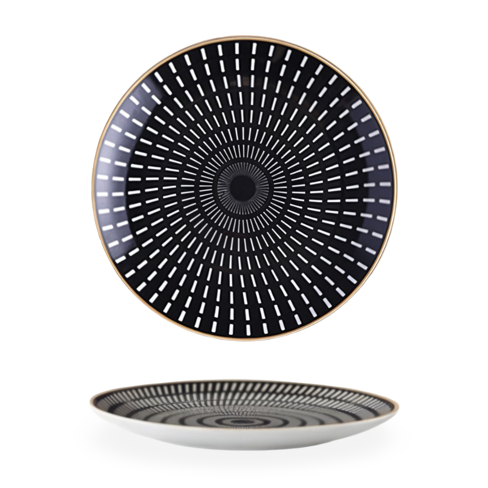 Porseleinen Dinerbord Met Geometrisch Ontwerp Voor Een Moderne Tafelsetting