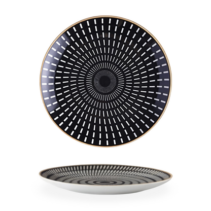 Porseleinen Dinerbord Met Geometrisch Ontwerp Voor Een Moderne Tafelsetting