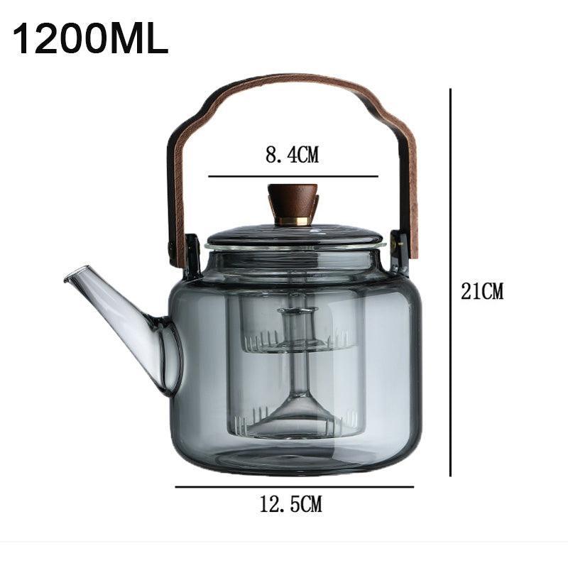 Glazen Theepot Met Walnoothandvat En Japandi‑Ontwerp
