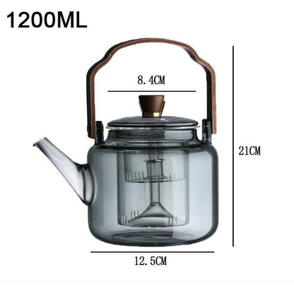 Glazen Theepot Met Walnoothandvat En Japandi‑Ontwerp