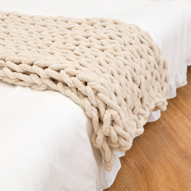 Grof Gebreide Deken Met Zachte Warmte En Dagelijkse Decoratieve Sfeer