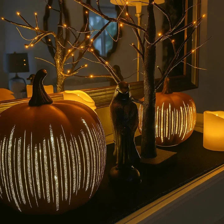 Pompoenlamp Voor Warm En Sfeervol Herfstlicht En Halloweendecoratie In Huis