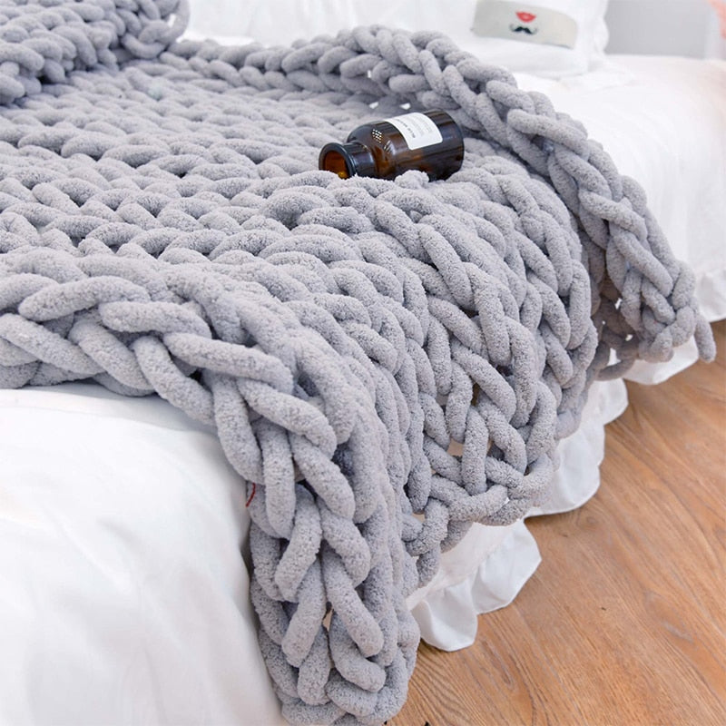 Grof Gebreide Deken Met Zachte Warmte En Dagelijkse Decoratieve Sfeer