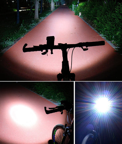 4‑in‑1 Fietsgadget – Telefoonhouder, Powerbank, LED Verlichting en Claxon