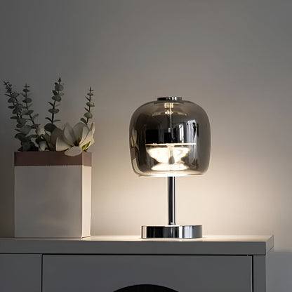Decoratieve Tafellamp Van Rookglas Met Dimbare LED Verlichting