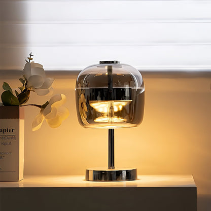 Decoratieve Tafellamp Van Rookglas Met Dimbare LED Verlichting