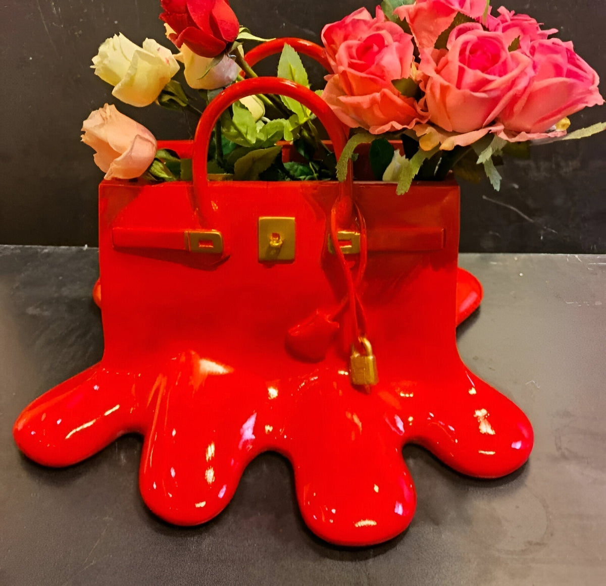 Handtasvormige Vaas van Kunsthars voor Droogbloemen