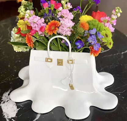 Handtasvormige Vaas van Kunsthars voor Droogbloemen
