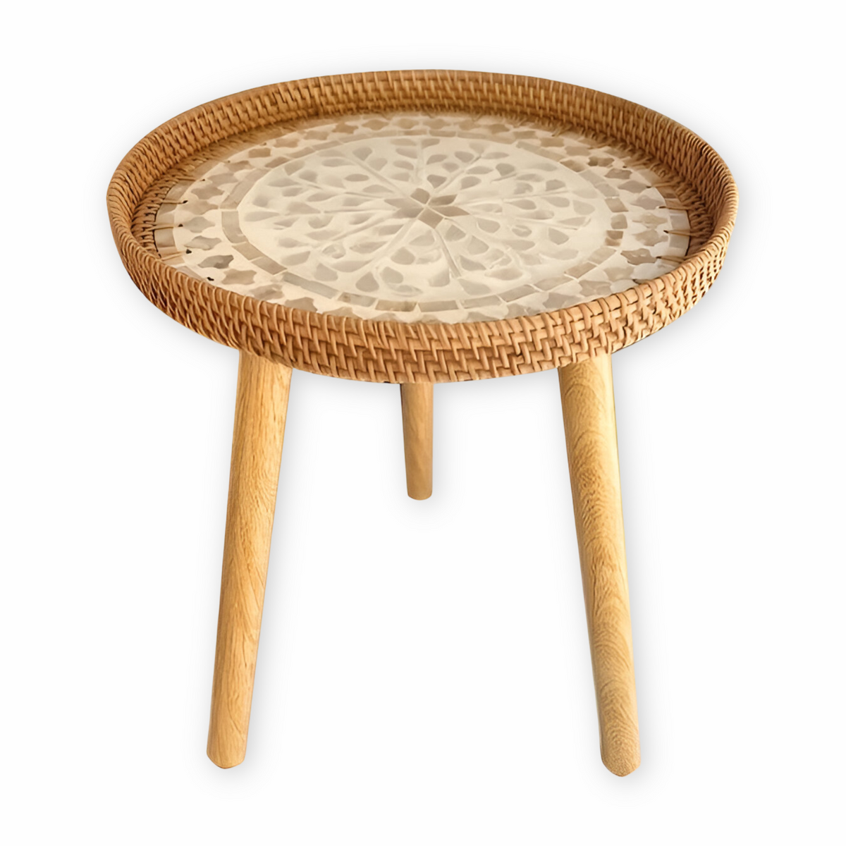 Scandinavische Bijzettafel Met Ronde Vorm En Driepootconstructie