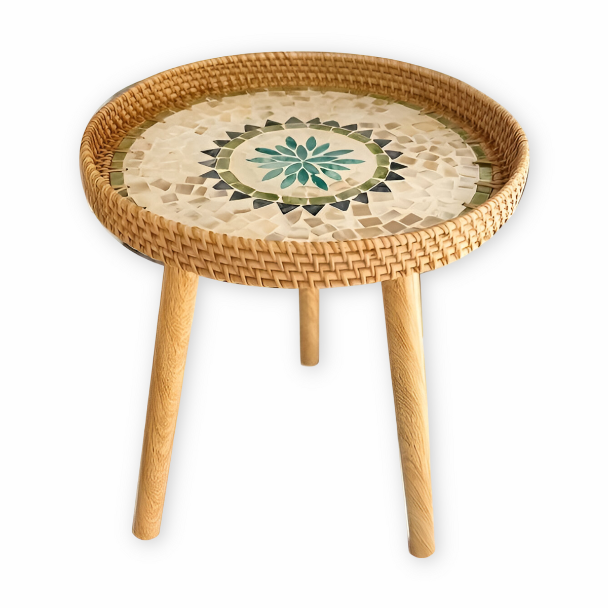 Scandinavische Bijzettafel Met Ronde Vorm En Driepootconstructie