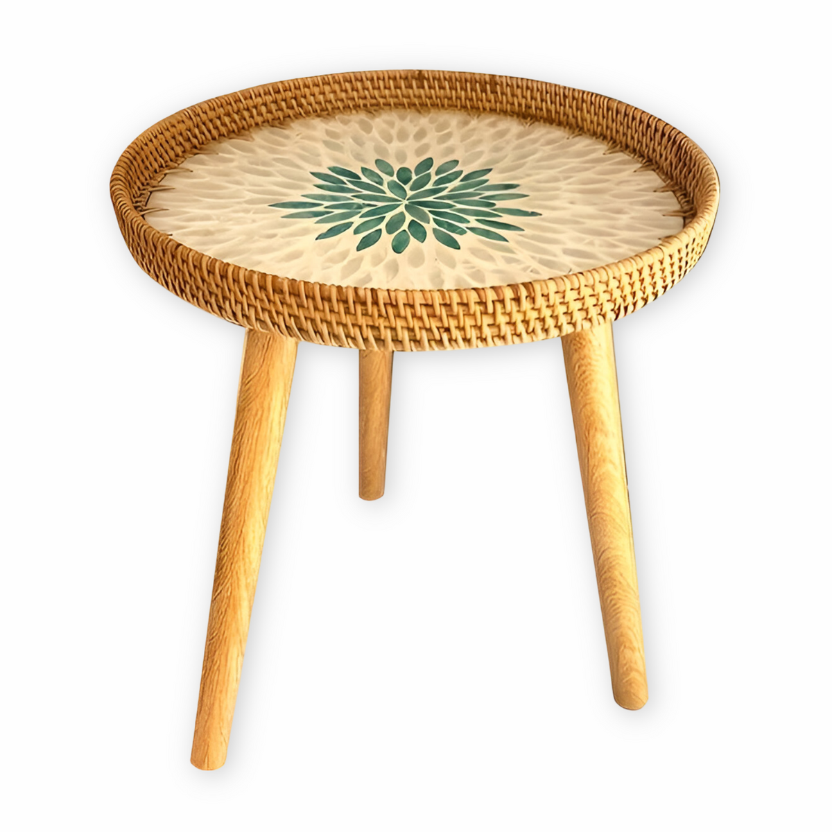 Scandinavische Bijzettafel Met Ronde Vorm En Driepootconstructie