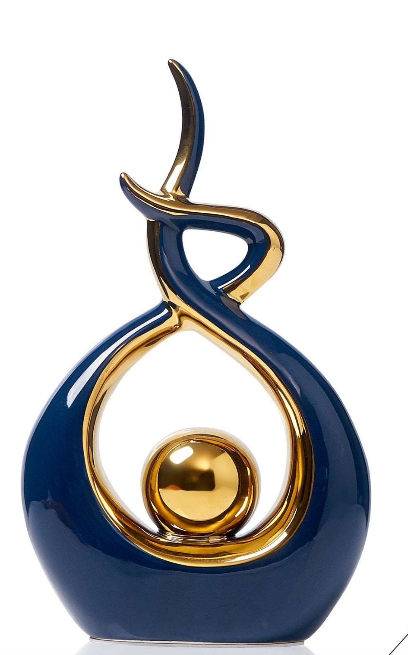 Keramische Sculptuur Met Abstract Ontwerp En Gouden Accenten