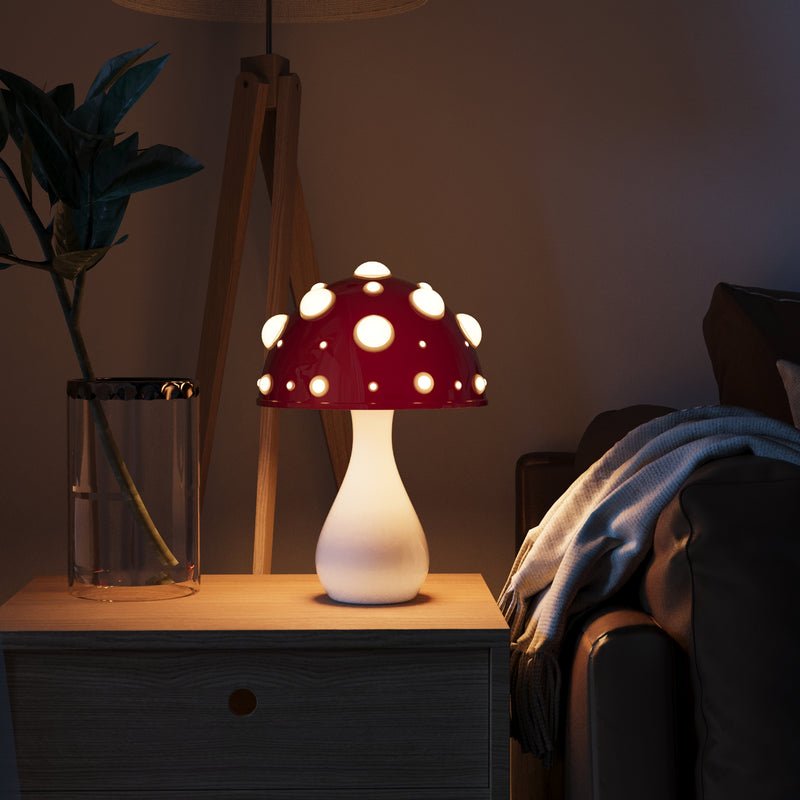 Paddenstoelvormige Led Tafellamp Met Sculpturale Vorm Voor Warme Moderne Sfeerverlichting