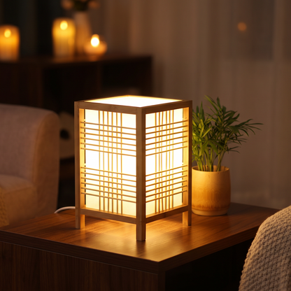 Japandi Tafellamp Met Handgeweven Bamboe En Sfeervol Licht