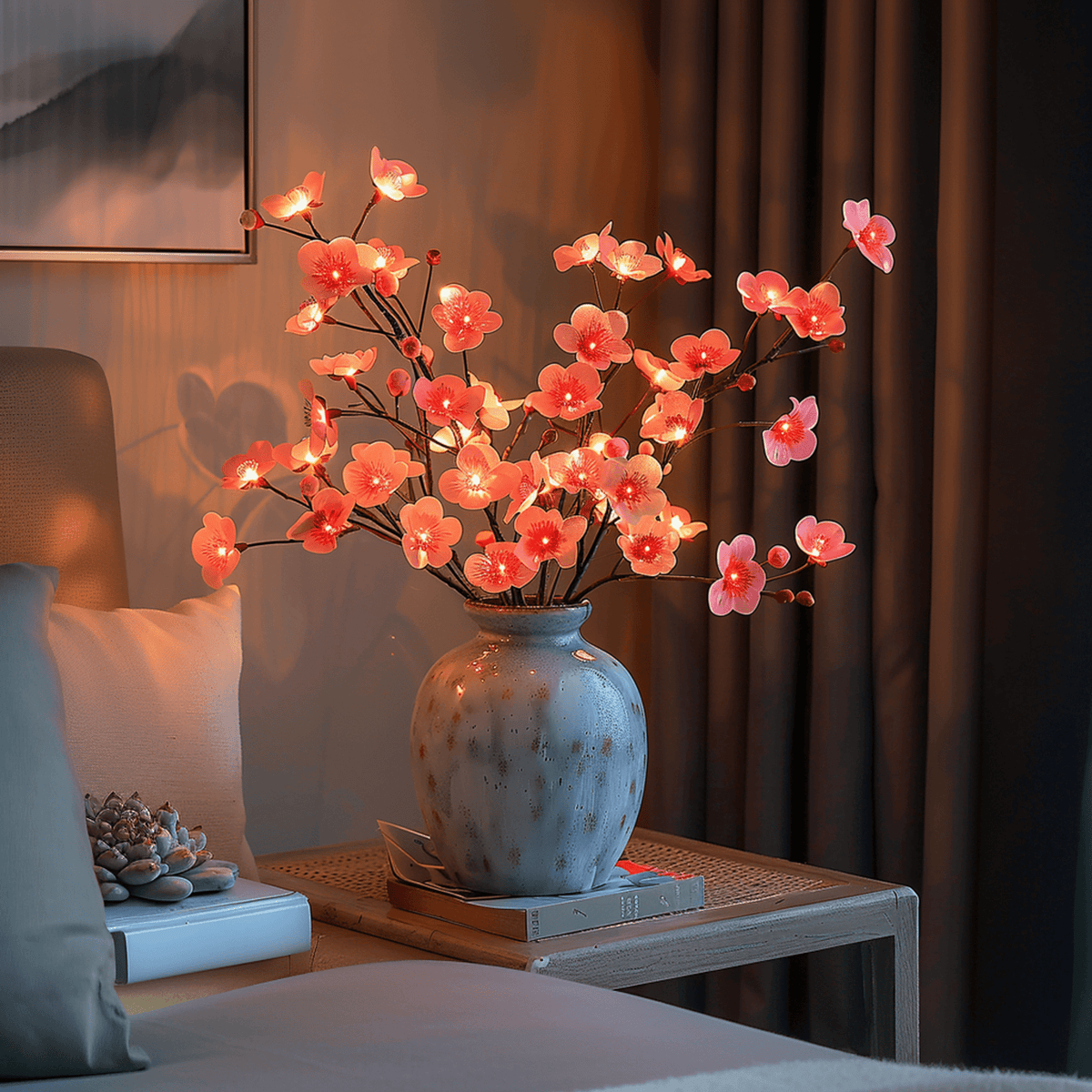 Verlichte Olijftakken Met Flexibele Vorm En Warme LED Gloed