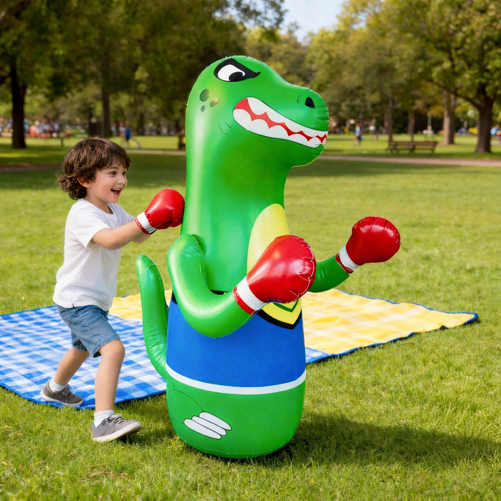 Opblaasbare Dinosaurus Bokszak voor Kinderen met Handschoenen