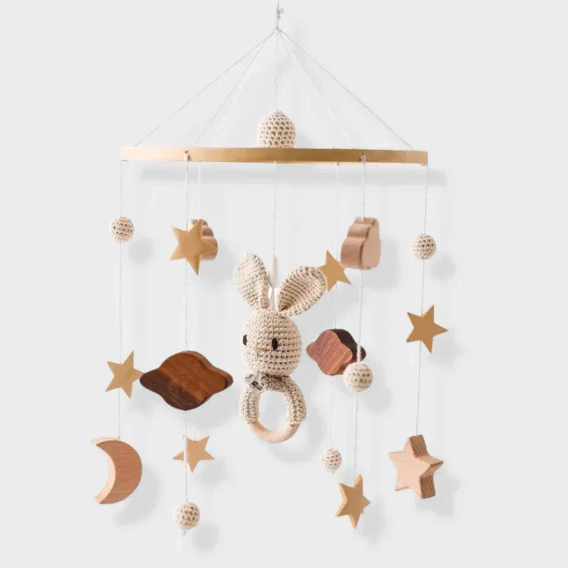 Decoratieve Babymobiel met Walvissen en Wolkjes van Hout en Vilt
