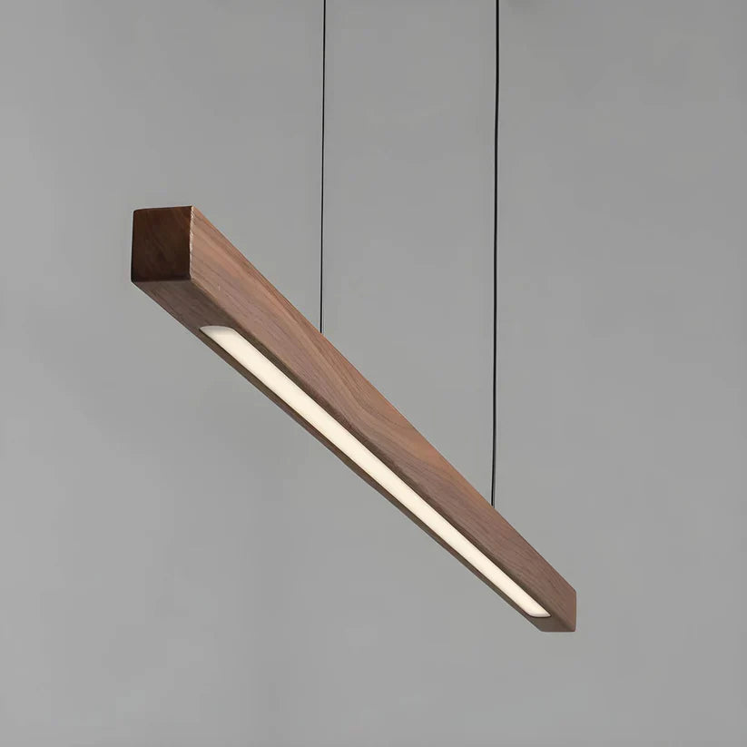 Houten Hanglamp Met Slanke Lijn En Gelijkmatige LED Verlichting
