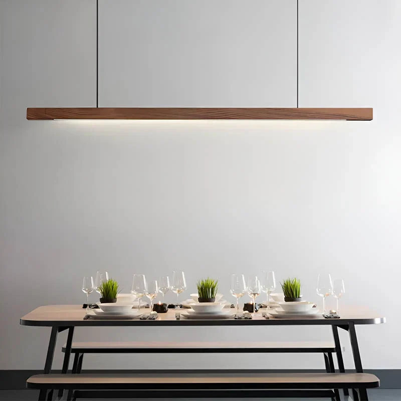 Houten Hanglamp Met Slanke Lijn En Gelijkmatige LED Verlichting