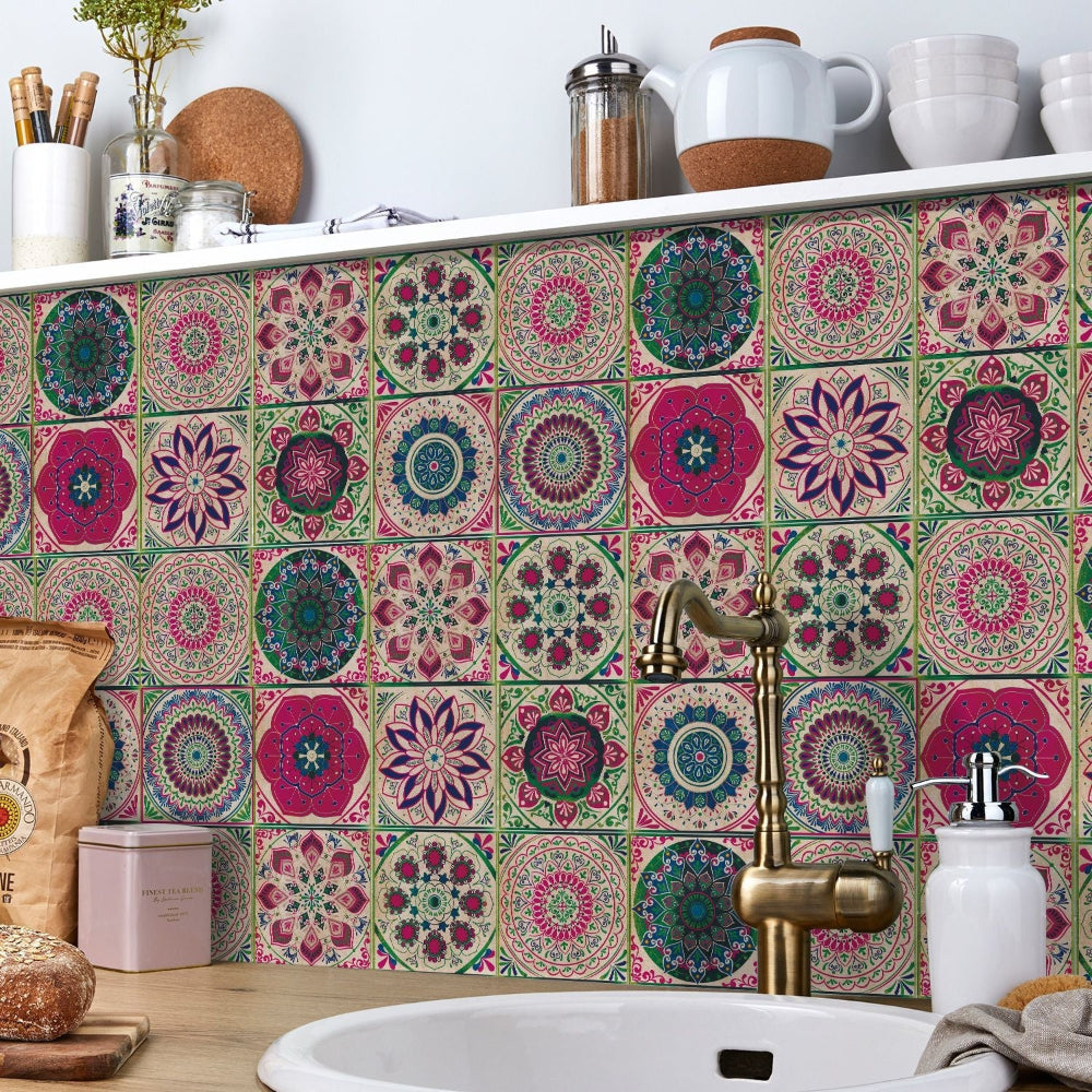 Zelfklevende Mandala Tegelstickers Voor Decoratieve Update Van Wanden En Interieur
