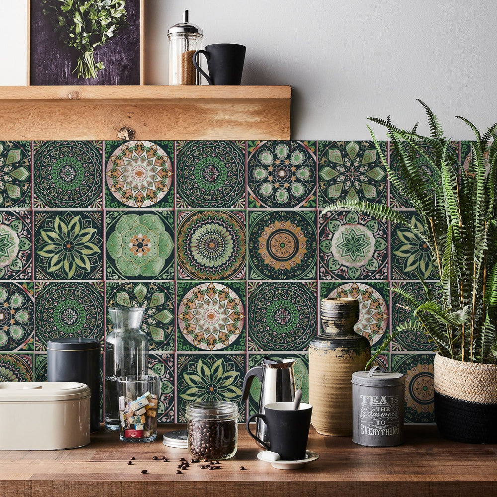 Zelfklevende Mandala Tegelstickers Voor Decoratieve Update Van Wanden En Interieur