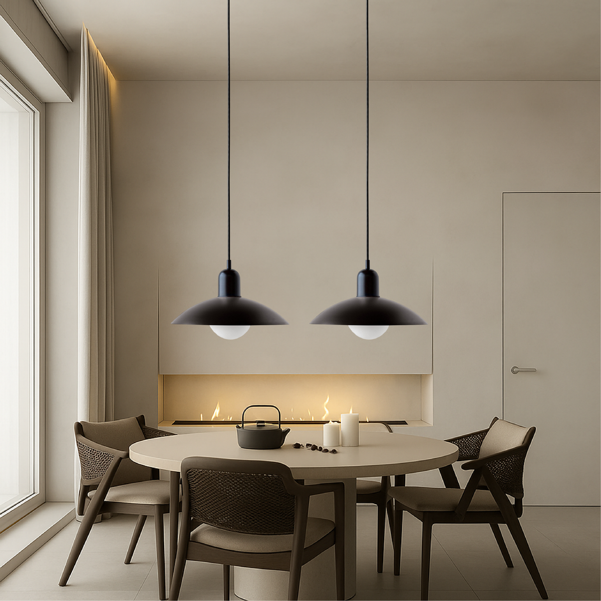 Metalen Hanglamp Met Lage Kap En Scandinavische Lijnen