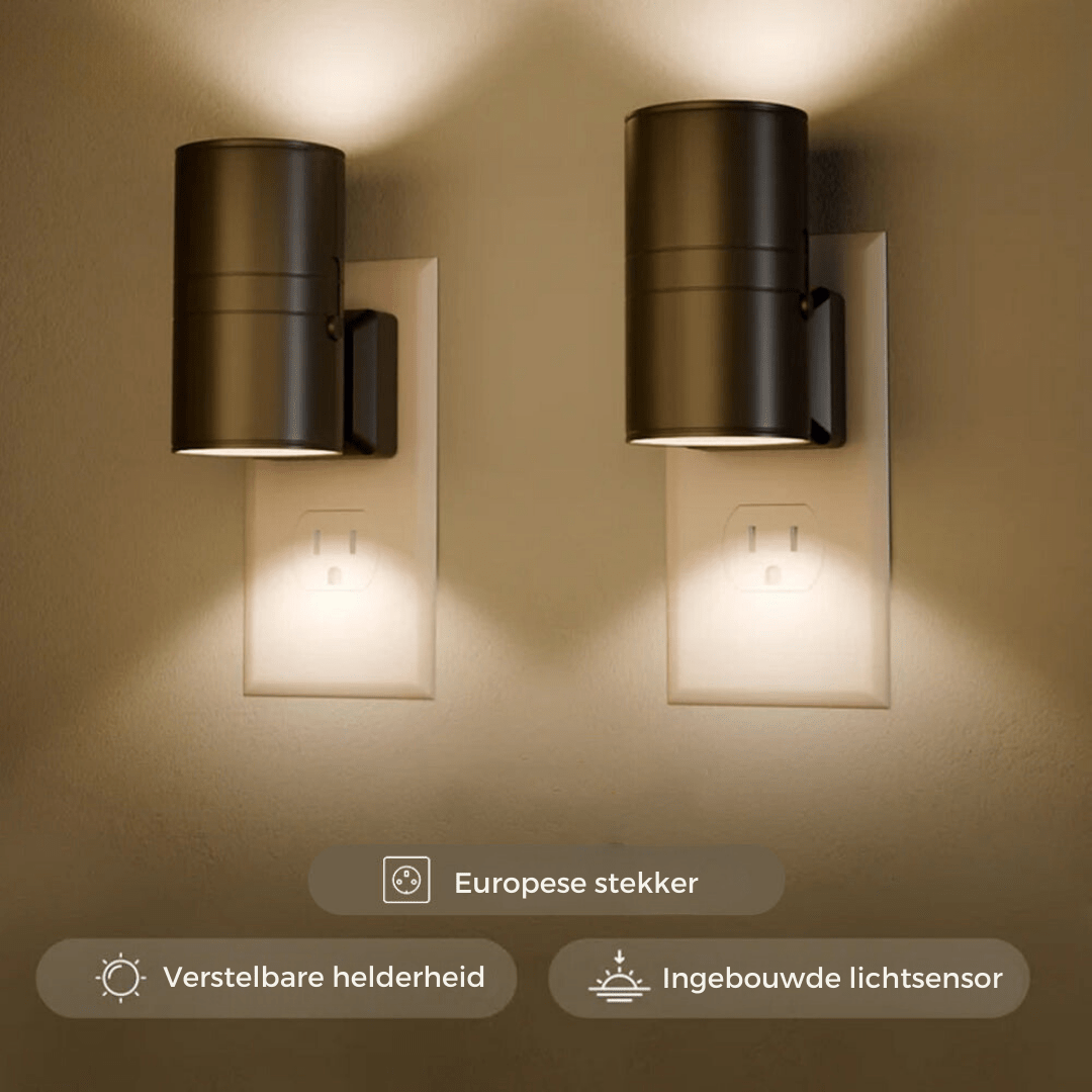 Dimbare led stekkerlamp met automatische lichtsensor
