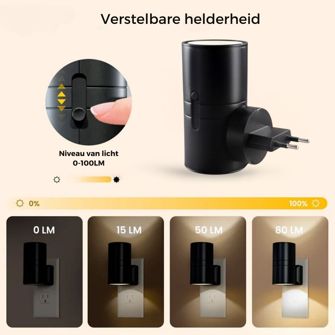 Dimbare led stekkerlamp met automatische lichtsensor