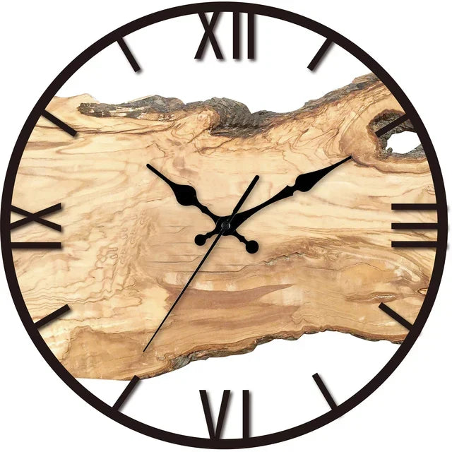 Moderne Wandklok Met Houtlook Afwerking En Stil Quartzuurwerk