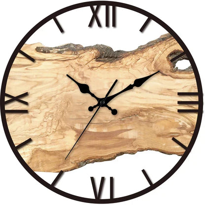 Moderne Wandklok Met Houtlook Afwerking En Stil Quartzuurwerk