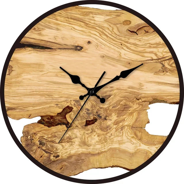 Moderne Wandklok Met Houtlook Afwerking En Stil Quartzuurwerk