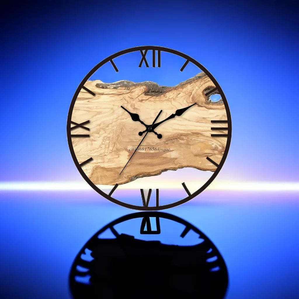 Moderne Wandklok Met Houtlook Afwerking En Stil Quartzuurwerk