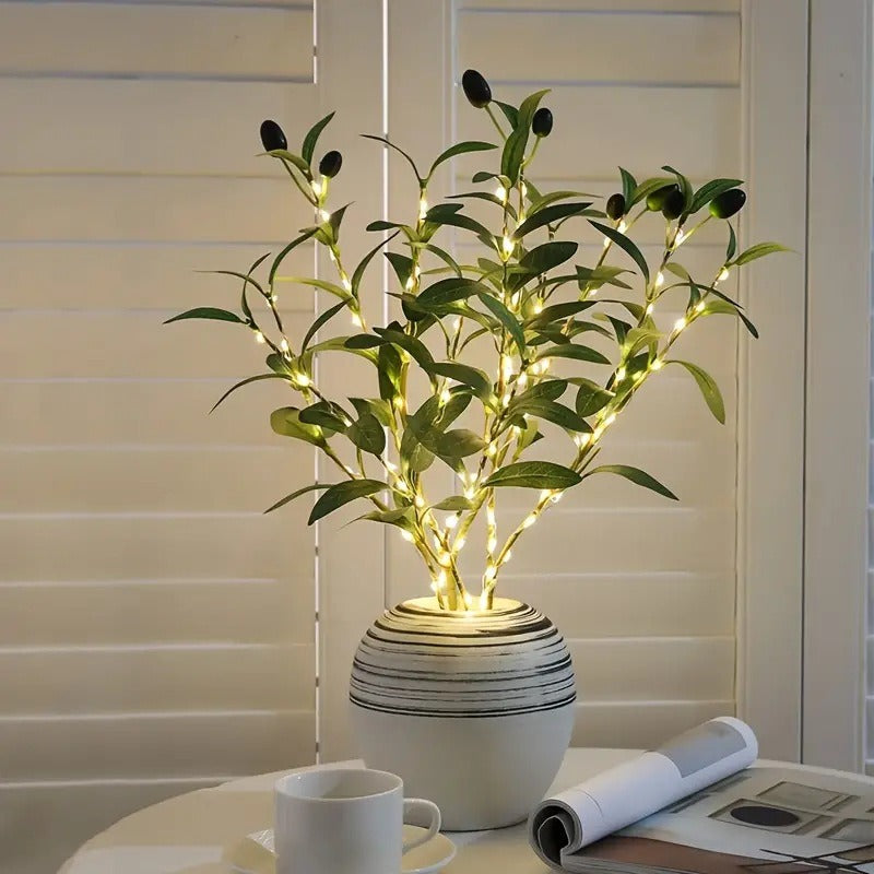 Verlichte Olijftakken Met Flexibele Vorm En Warme LED Gloed
