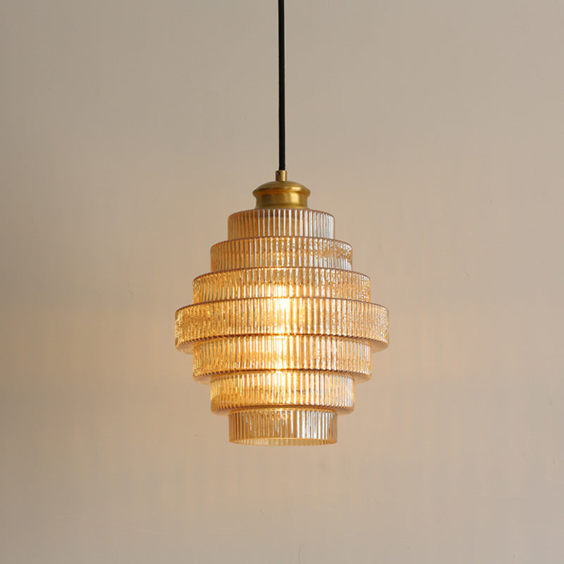 Glazen Hanglamp Met Gelaagde Vorm En Zachte LED Verlichting