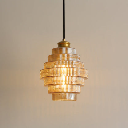 Glazen Hanglamp Met Gelaagde Vorm En Zachte LED Verlichting