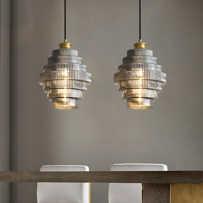 Glazen Hanglamp Met Gelaagde Vorm En Zachte LED Verlichting