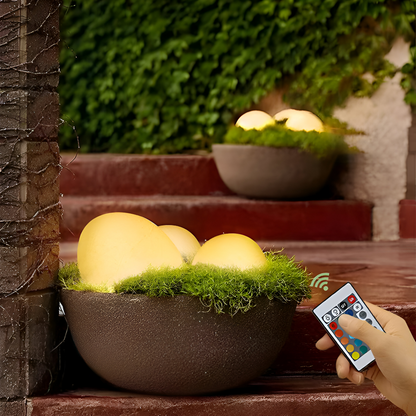 Decoratieve Tuinlamp In Steenvorm Met Solarverlichting Voor Buitenruimtes