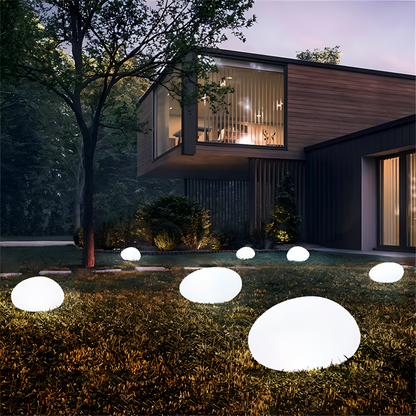 Decoratieve Tuinlamp In Steenvorm Met Solarverlichting Voor Buitenruimtes