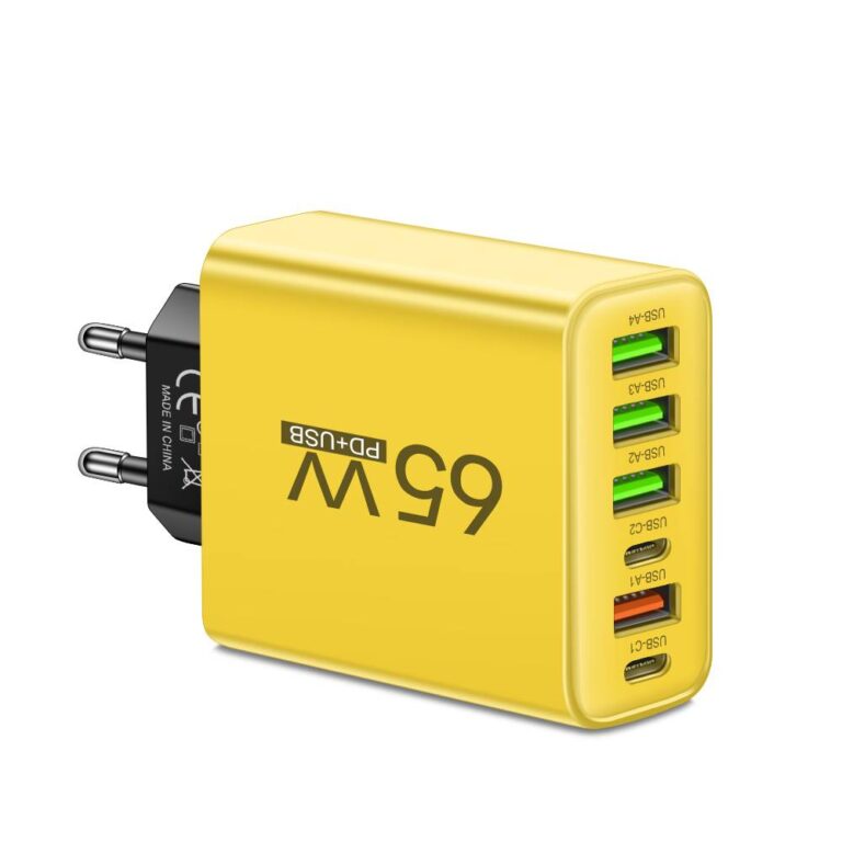 Snelle 6‑in‑1 Oplader 65W met Meerdere USB‑Poorten
