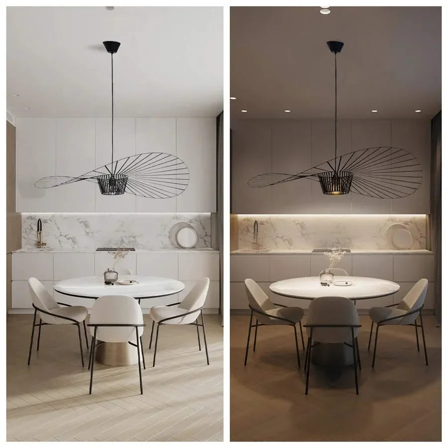 Scandinavische Hanglamp Met Strohoed Design En Open Draadframe