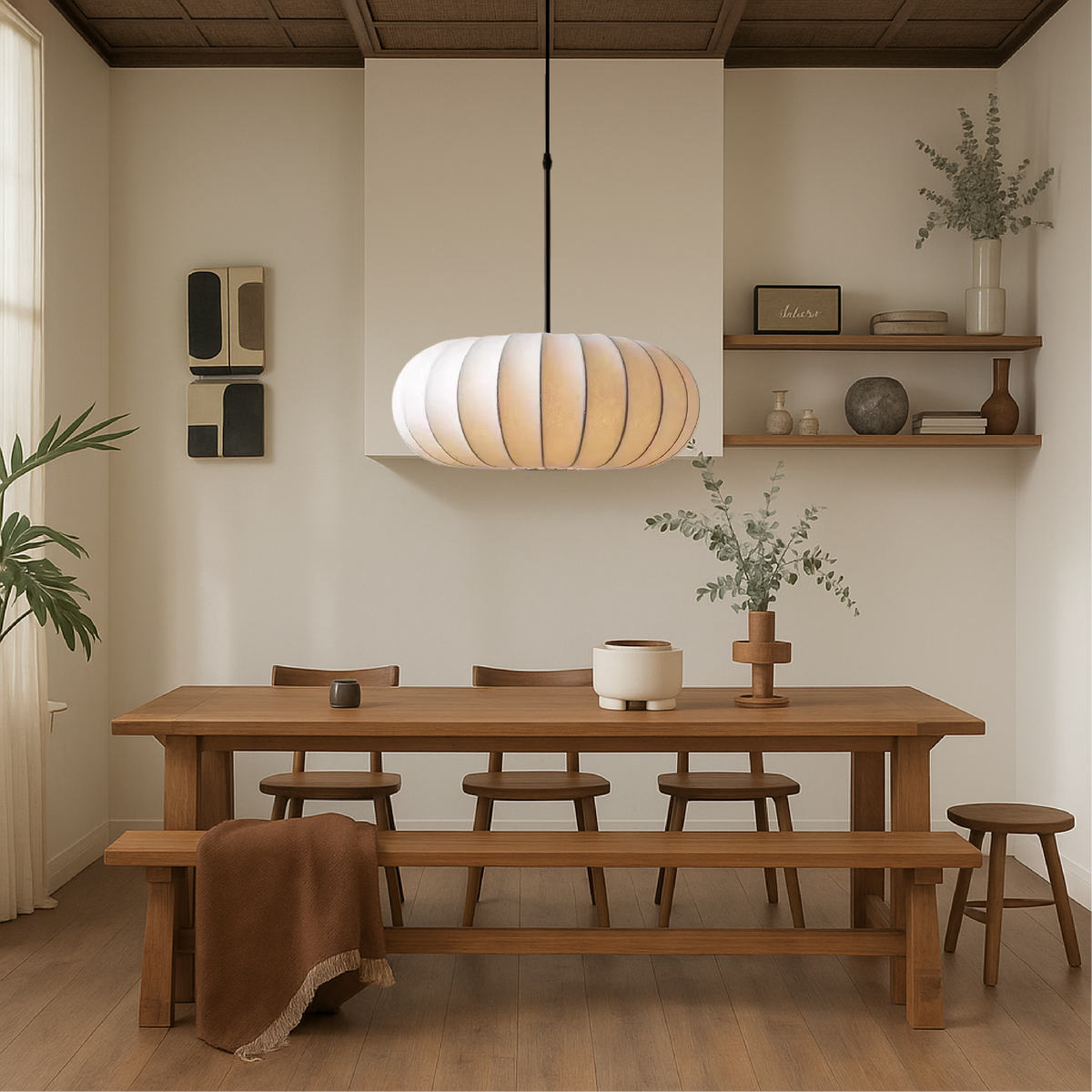 Fabric Hanglamp Met Lantaarnvorm En Zachte Diffuse LED Verlichting