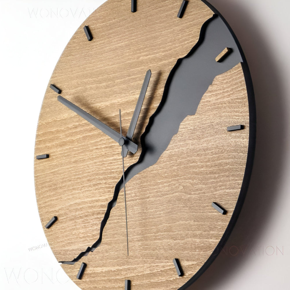 Houten Wandklok Met Tijdloos Design Voor Woonkamer, Keuken En Kantoor