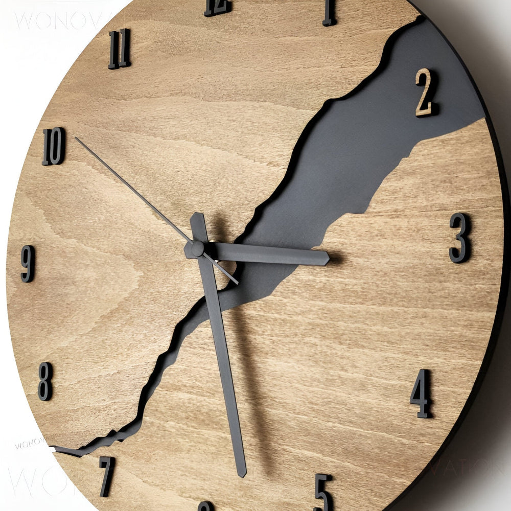 Houten Wandklok Met Tijdloos Design Voor Woonkamer, Keuken En Kantoor