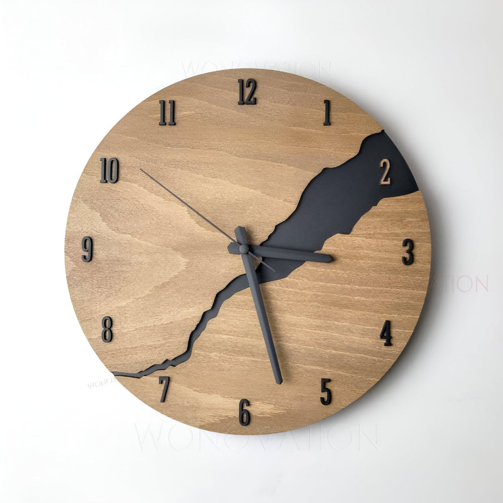 Houten Wandklok Met Tijdloos Design Voor Woonkamer, Keuken En Kantoor