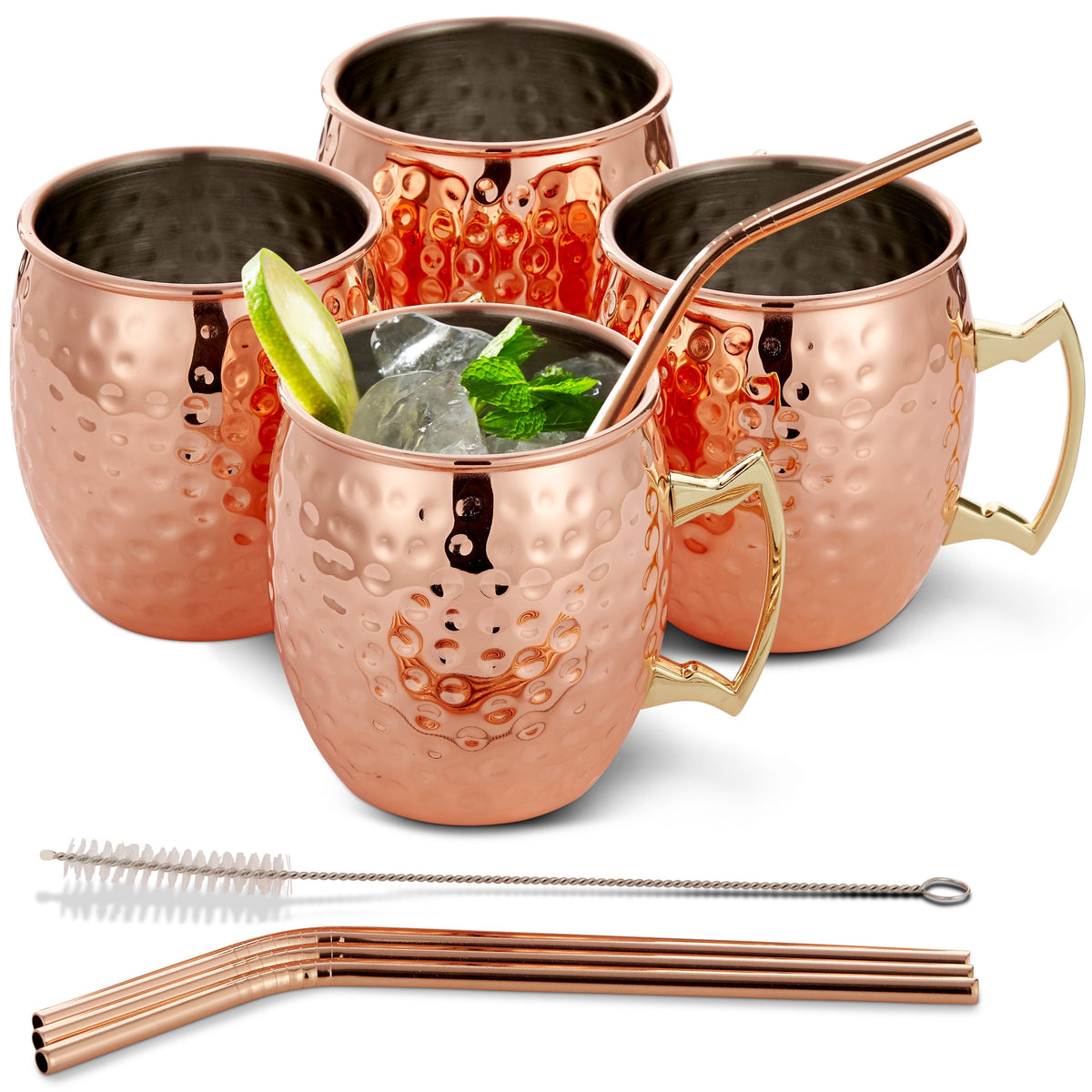 RVS Cocktailbekers Met Herbruikbare Rietjes Voor Koude Dranken