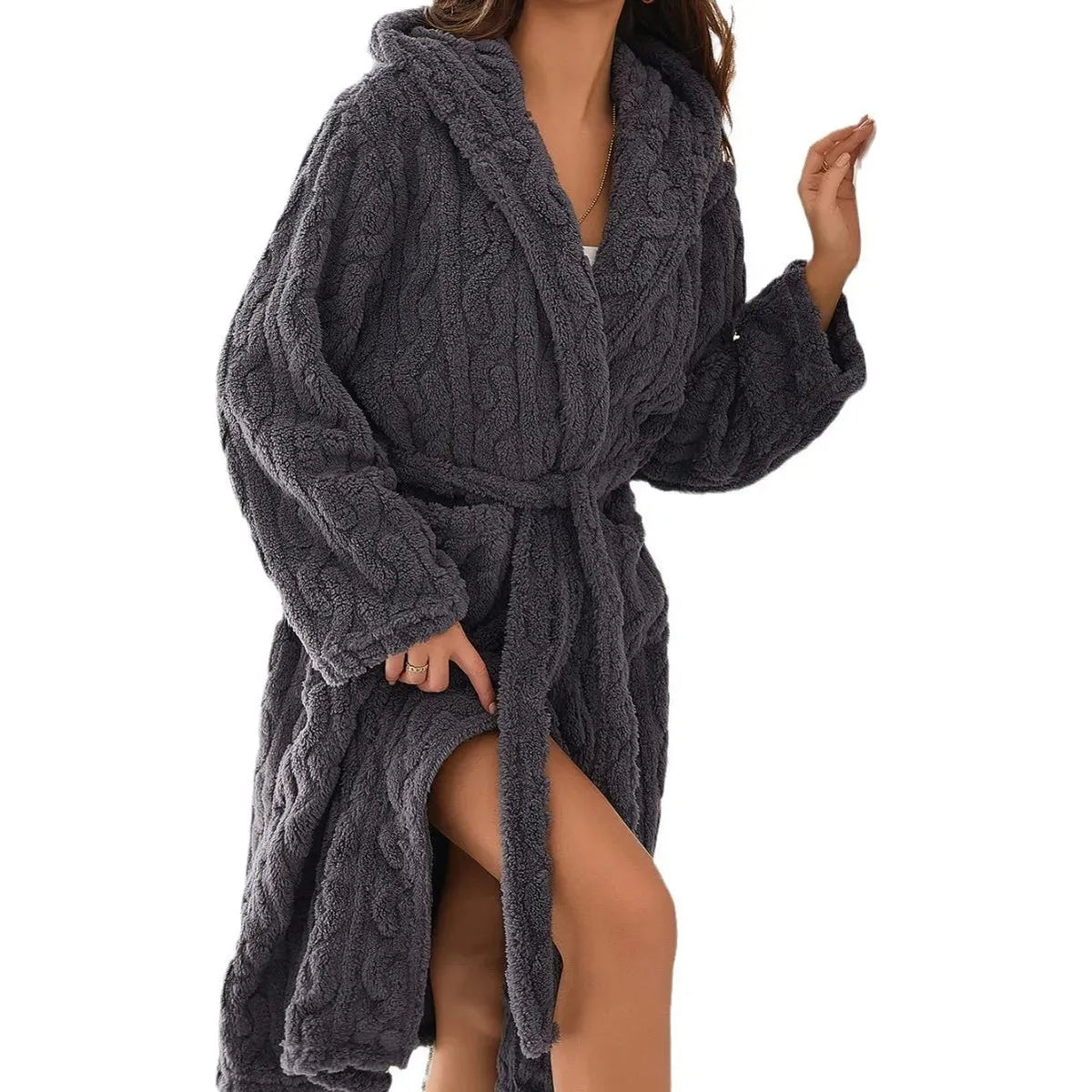 Zachte Fleece Badjas met Capuchon en Zakken