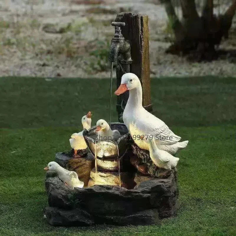 Solar Decoratief Fonteinbeeld Met Dierfiguur En Zacht Licht