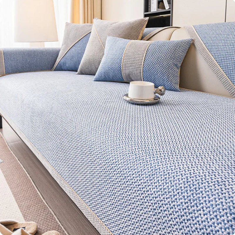Katoenen Linnen Sofa Overworp Met Antislip Onderzijde